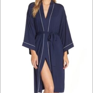 Nordstrom Lingerie Moonlight Jersey Robe Navy 1X